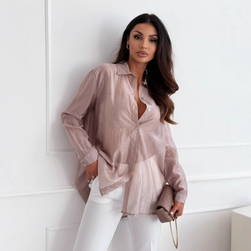Damen elegante und leicht transparente Bluse Stalluxe