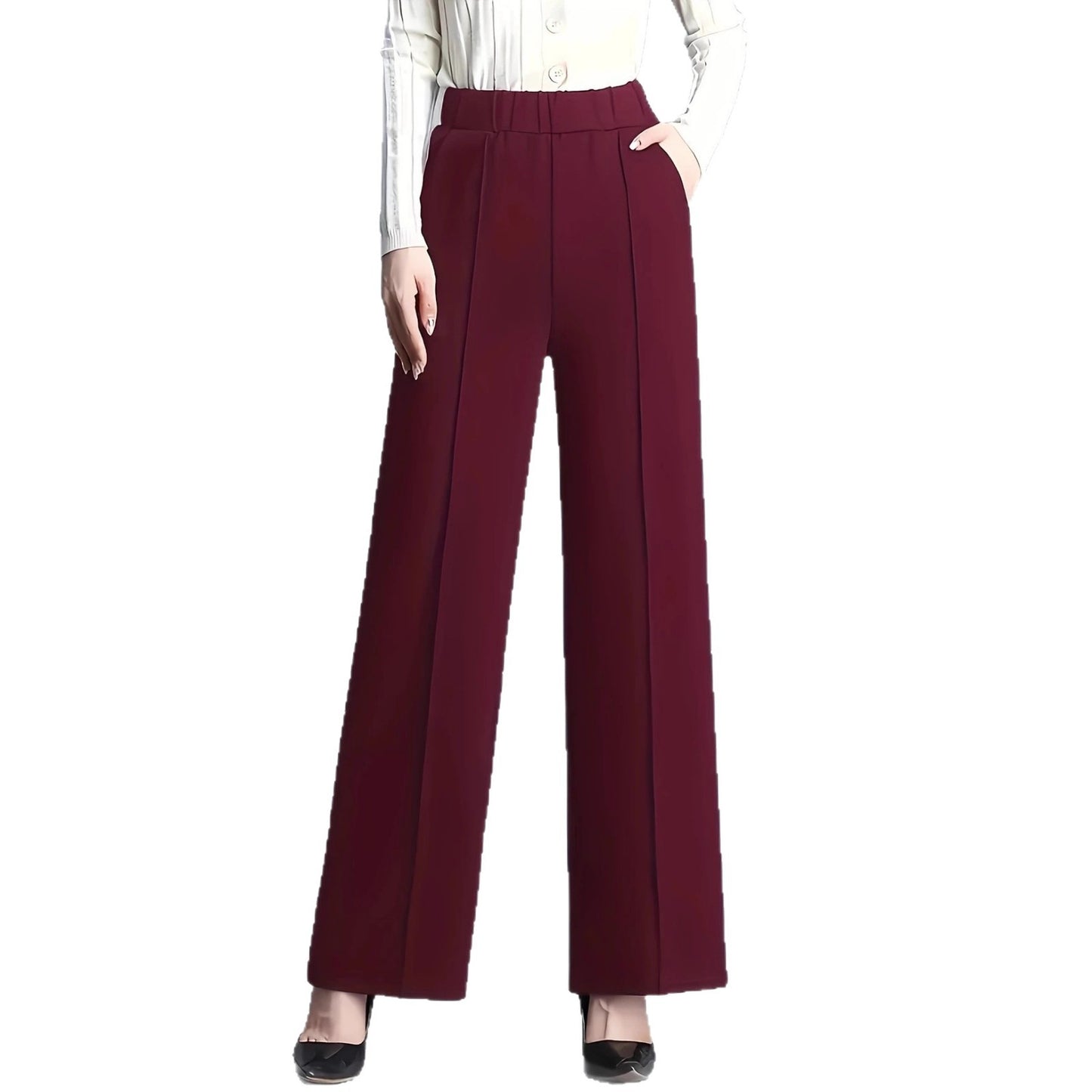 Damen elegante Hochbundhose mit Faltenwurf und dehnbarem Bund Stalluxe