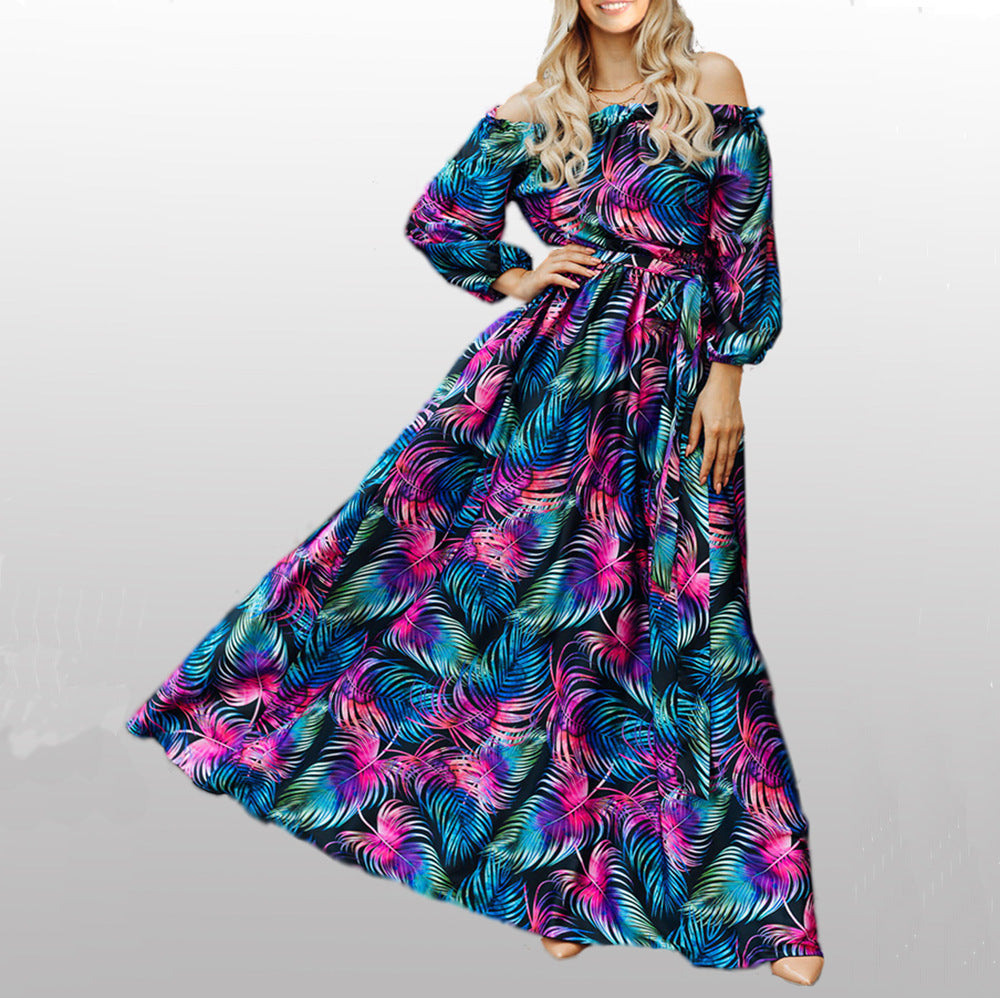 Damen Maxikleid mit off-shoulder Schnitt und floralem Design Stalluxe