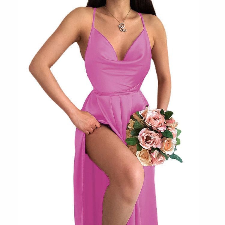 Damen Hochzeitskleid mit elegantem V-Ausschnitt und fließendem Rock Stalluxe