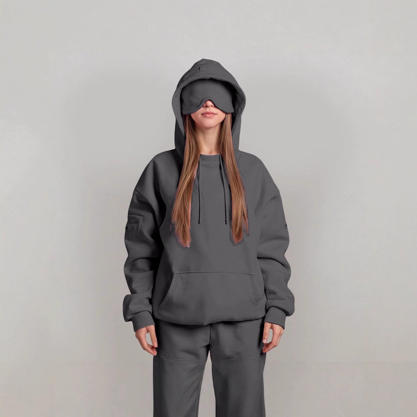 Damen kuscheliger Oversized Hoodie mit integrierter Augenmaske Stalluxe