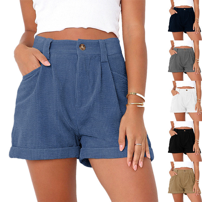 Damen lässige High-Waist Shorts mit breitem Bund und praktischen Taschen Stalluxe
