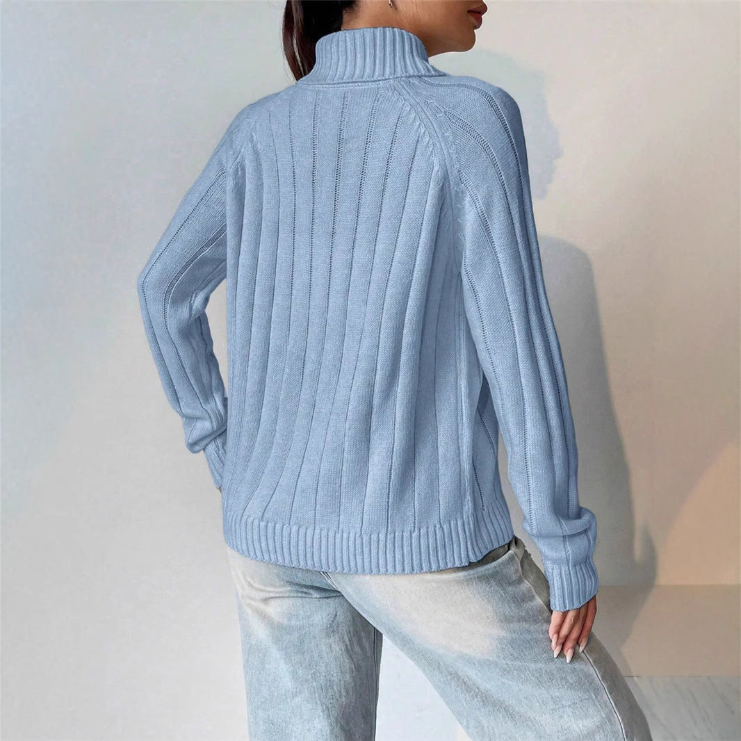 Damen Strickpullover mit hohem Kragen Stalluxe