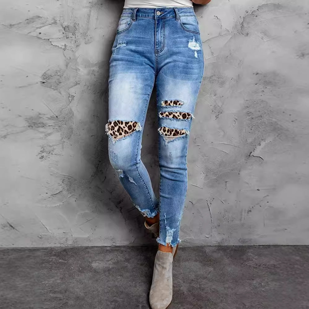 Damen Jeans im modernen Destroyed-Design mit aufregenden Tiermustern Stalluxe