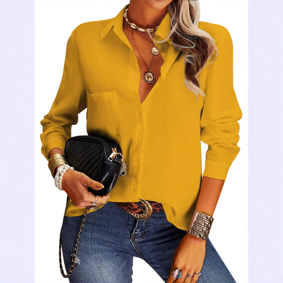 Women's Classic Relaxed Fit Long Sleeve Shirt Stalluxe