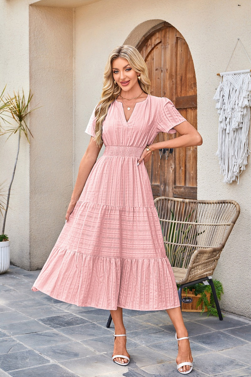 Damen Maxi-Kleid aus leichtem, gestreiftem Stoff Stalluxe