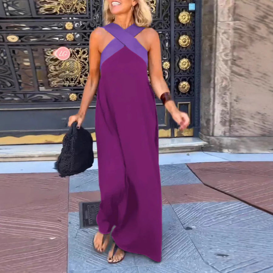 Damen Langes Maxikleid mit Cross-Over-Trägern und elegantem Schnitt Stalluxe