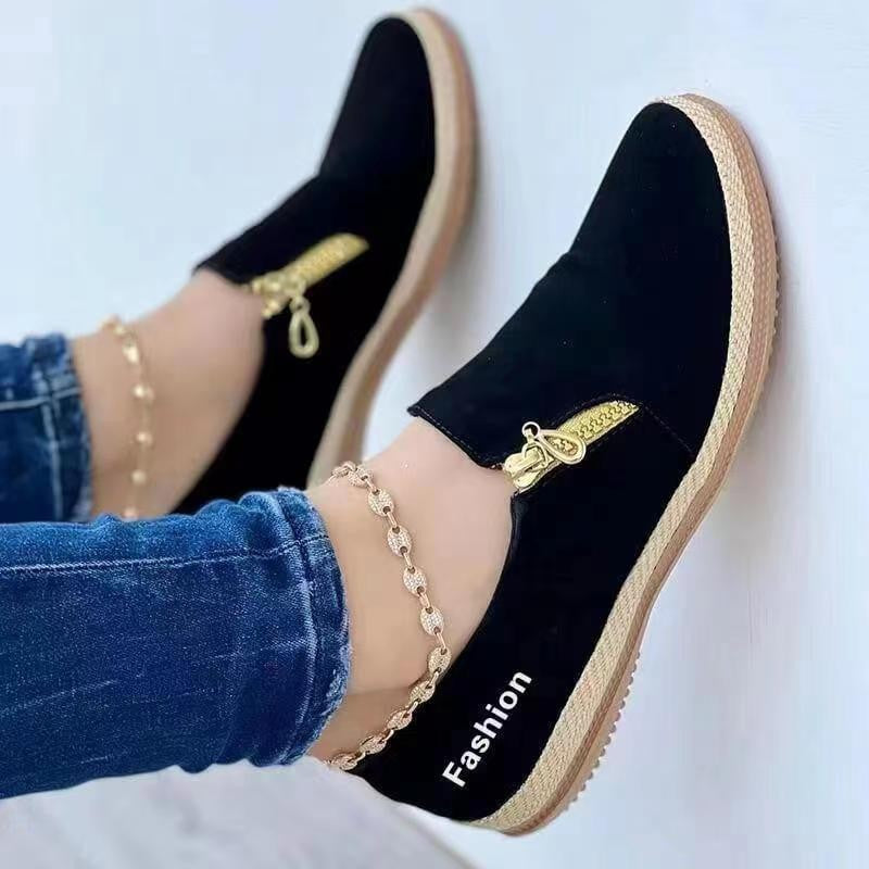 Damen modische Slip-On Schuhe mit dekorativem Reißverschluss Stalluxe