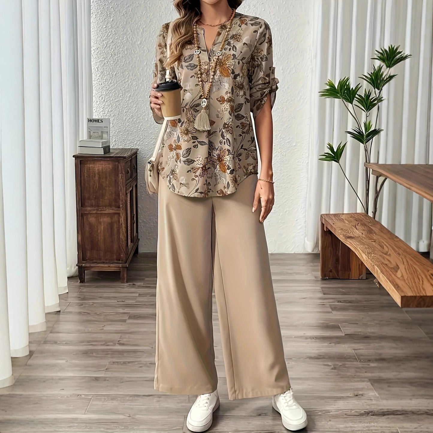 Damen Hemdbluse mit floralem Muster Stalluxe