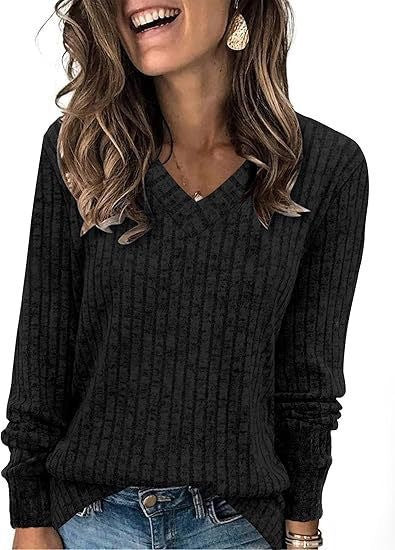 Damen Strickpullover mit V-Ausschnitt und strukturiertem Rippendesign Stalluxe