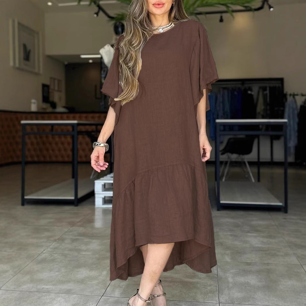 Damen luftiges Maxikleid mit asymmetrischem Saum und Volants Stalluxe
