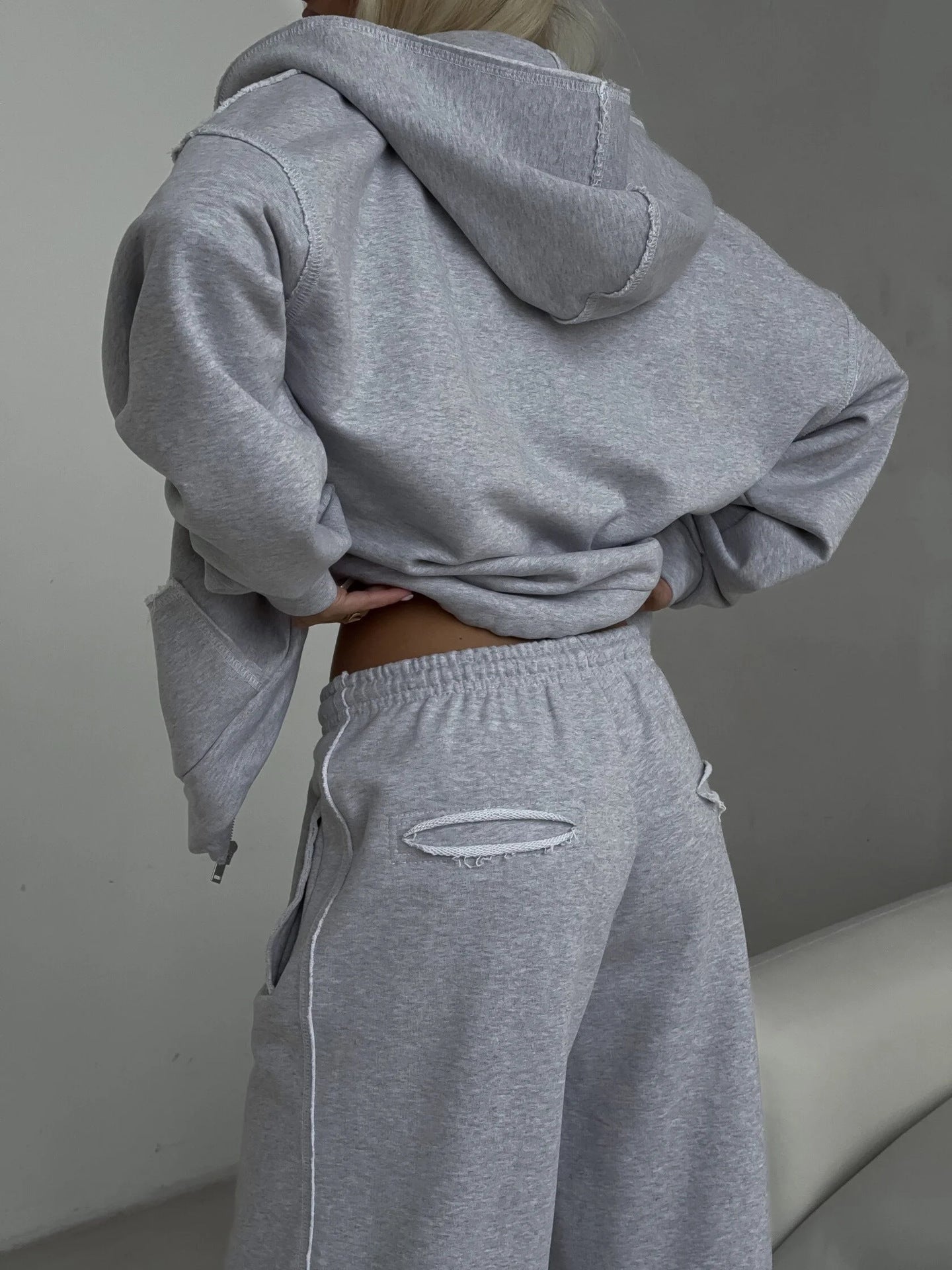 Damen lässiger Oversized Kapuzenpullover und weit geschnittene Jogginghose Set Stalluxe
