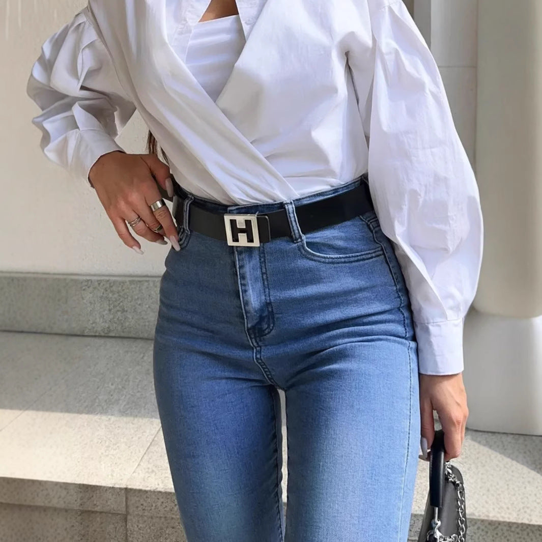 Damen Hochtaillierte Jeans im Skinny-Fit-Stil mit figurformendem Schnitt Stalluxe