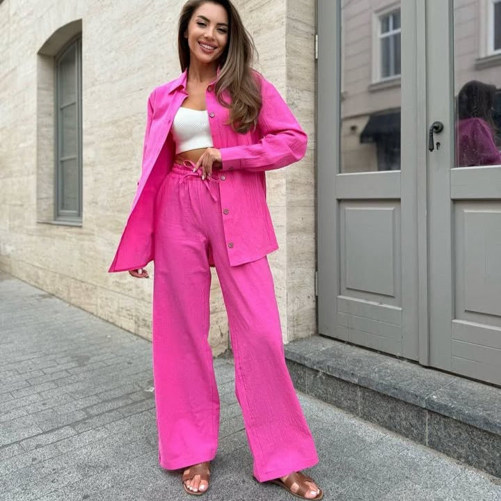 Damen modische weit geschnittene Jacke und Hose Set Stalluxe