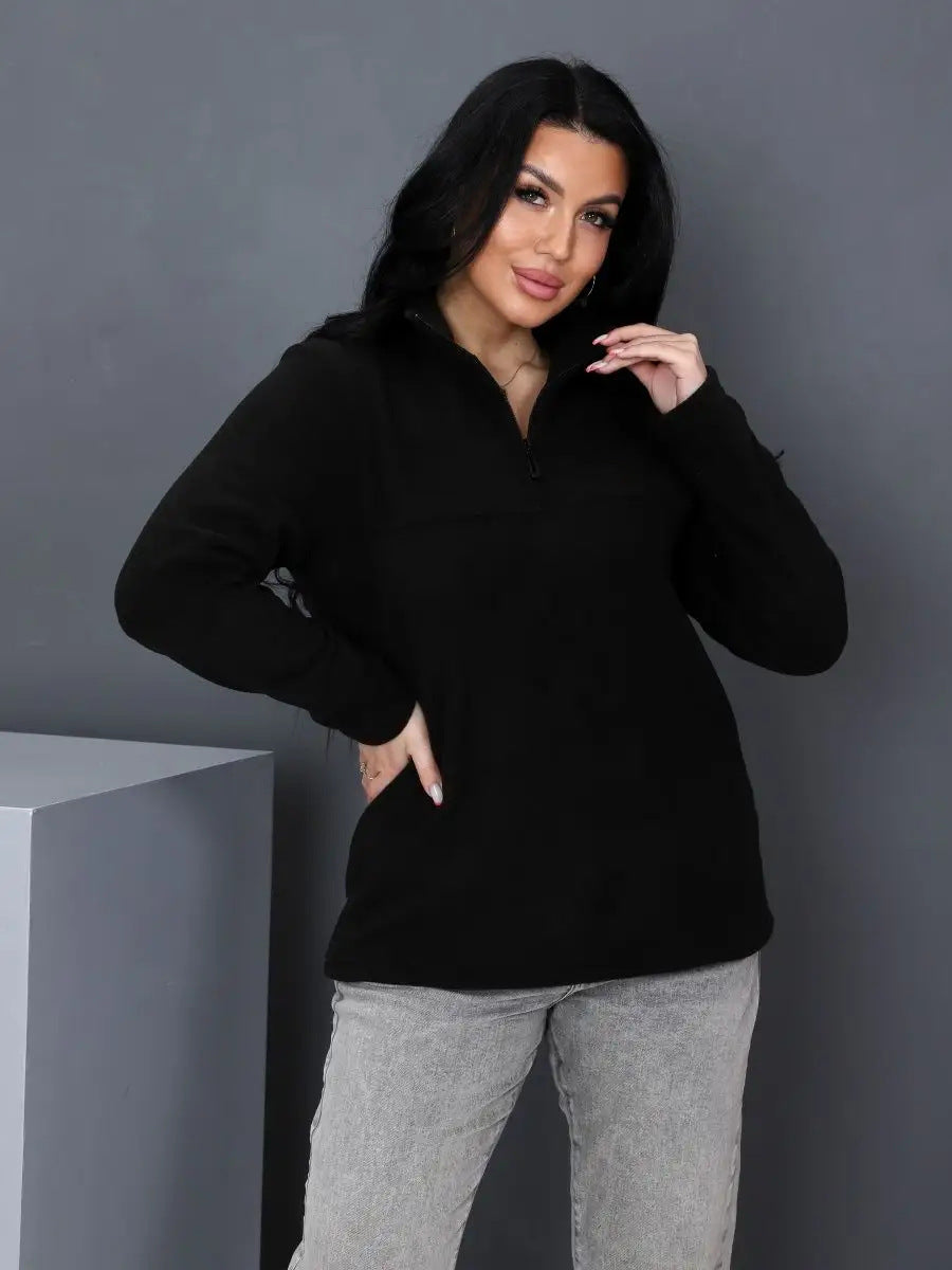 Damen Fleece-Pullover mit Stehkragen und Reißverschluss Stalluxe