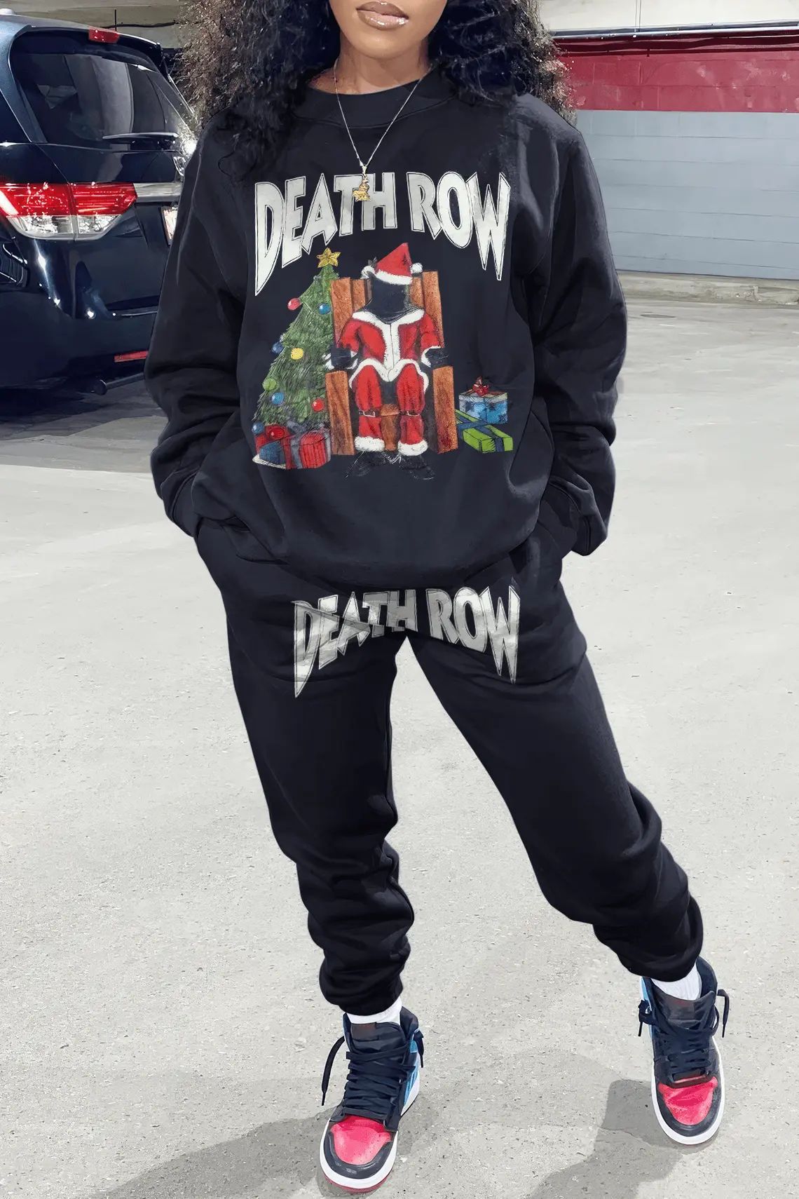 Damen lässige Sweatshirt- und Jogginghose-Set mit kreativem Weihnachtsmotiv Stalluxe