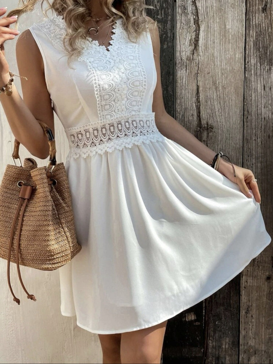 Damen Sommerkleid mit Spitzenakzenten und fließendem Schnitt Stalluxe