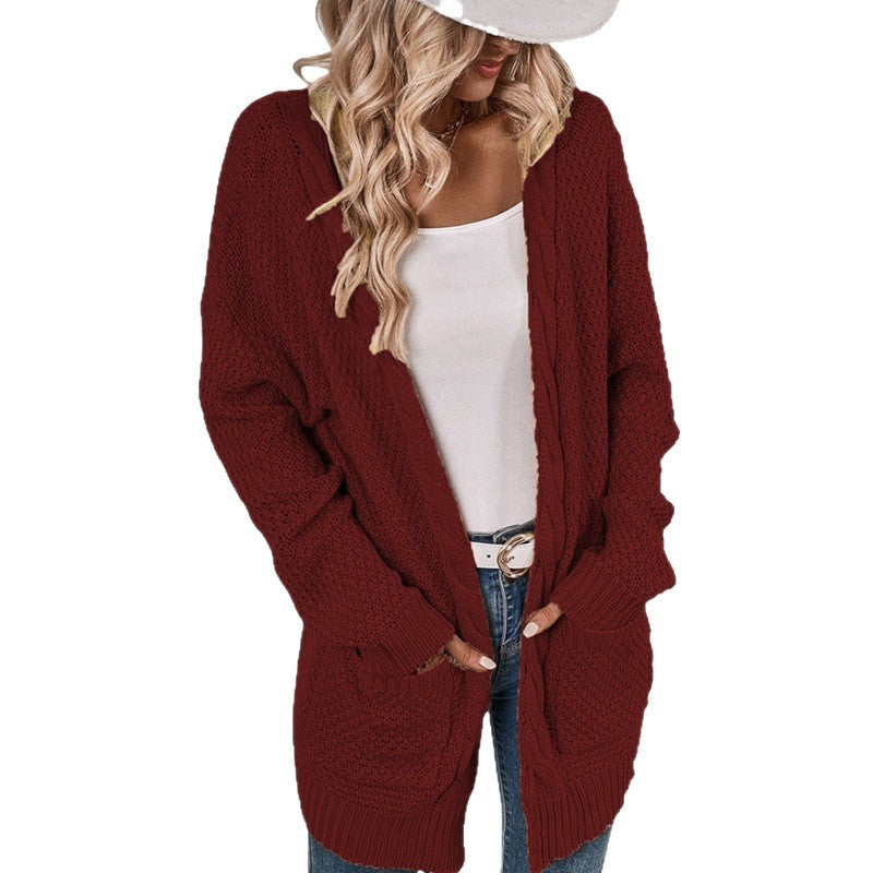 Damen Großer Strickcardigan mit aufwendigem Maschenmuster und praktischen Taschen Stalluxe