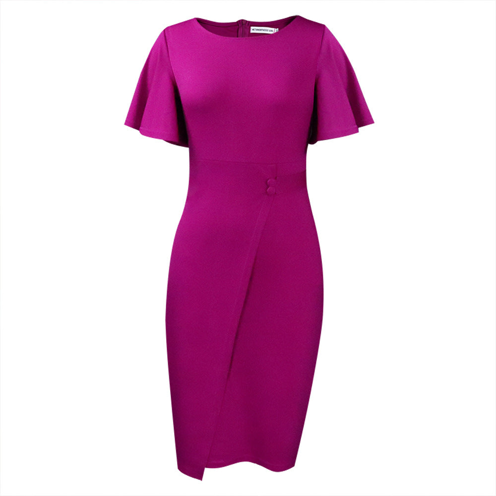 Damen Elegantes Wickelkleid mit Rüschenärmeln und taillierter Silhouette Stalluxe