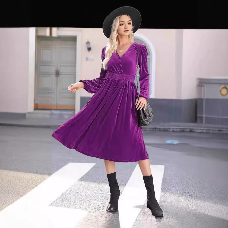 Damen Samt Kleid Stalluxe