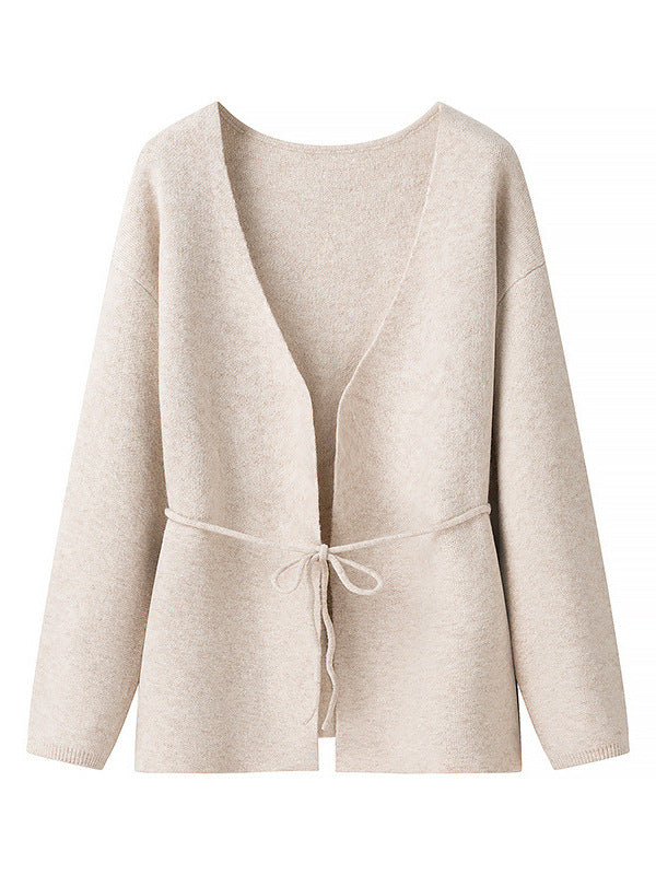 Damen komfortable Strickjacke mit Taillierung und weitem V-Ausschnitt Stalluxe