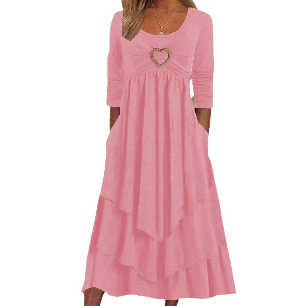Damen lässiges Maxikleid mit bezauberndem Herzdetail und praktischen Taschen Stalluxe