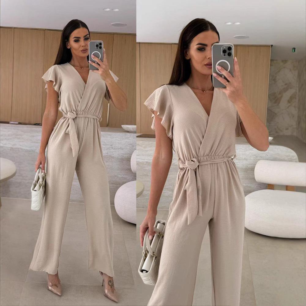 Damen Overall mit fließendem Stoff und voluminösen Ärmeln Stalluxe