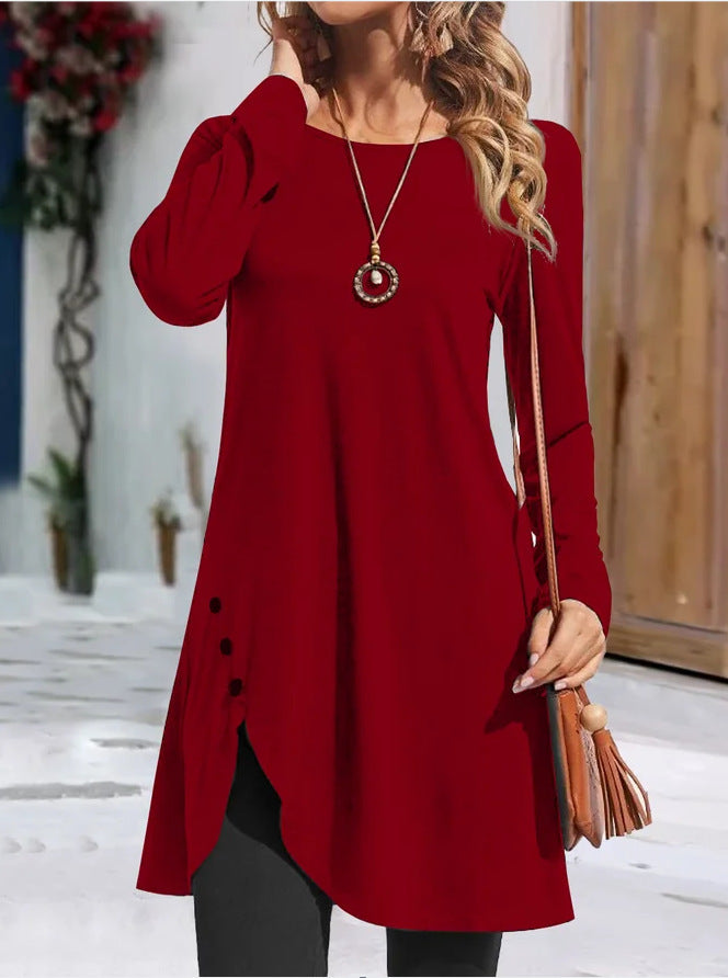 Damen modisches Longsleeve-Tunika mit verspielten Knopfdetails Stalluxe