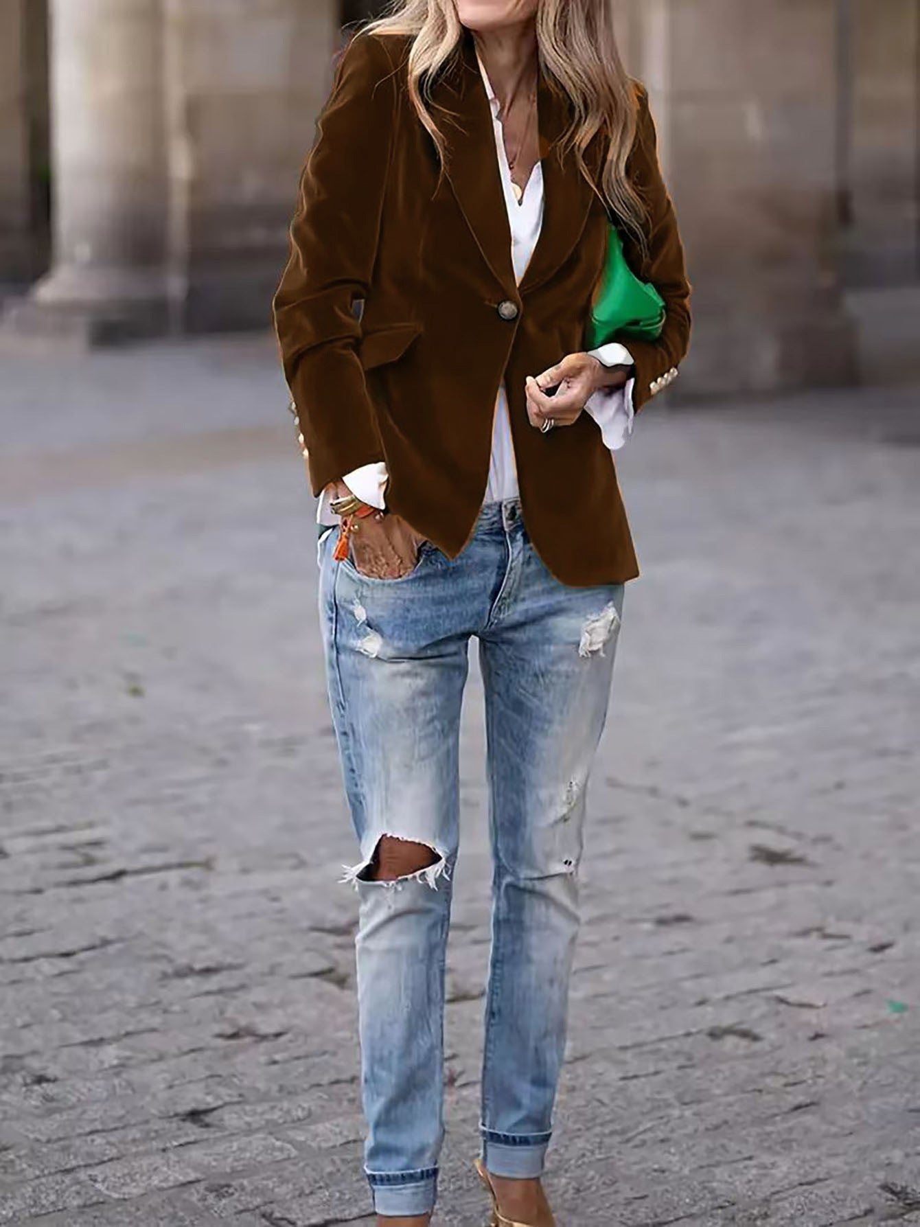 Damen Samt Blazer mit einem eleganten Schnitt Stalluxe