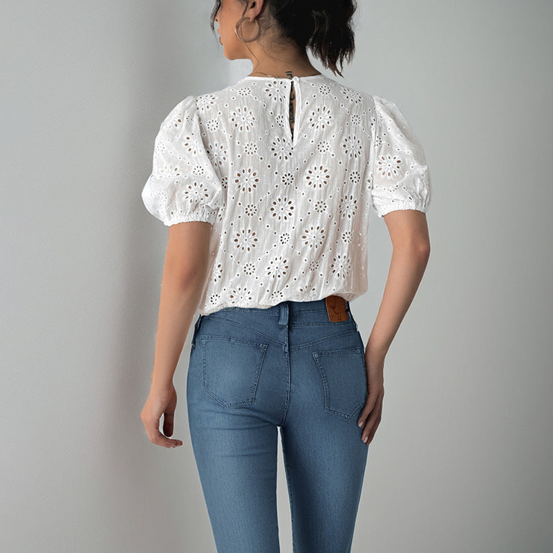 Damen Bluse mit Rüschen und raffiniertem Schnürdetail Stalluxe