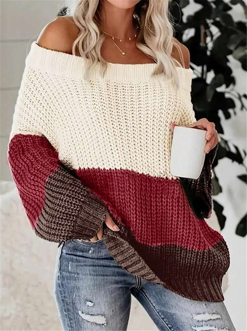 Damen Oversized Strickpullover mit lässigem Schnitt und offener Schulter Stalluxe