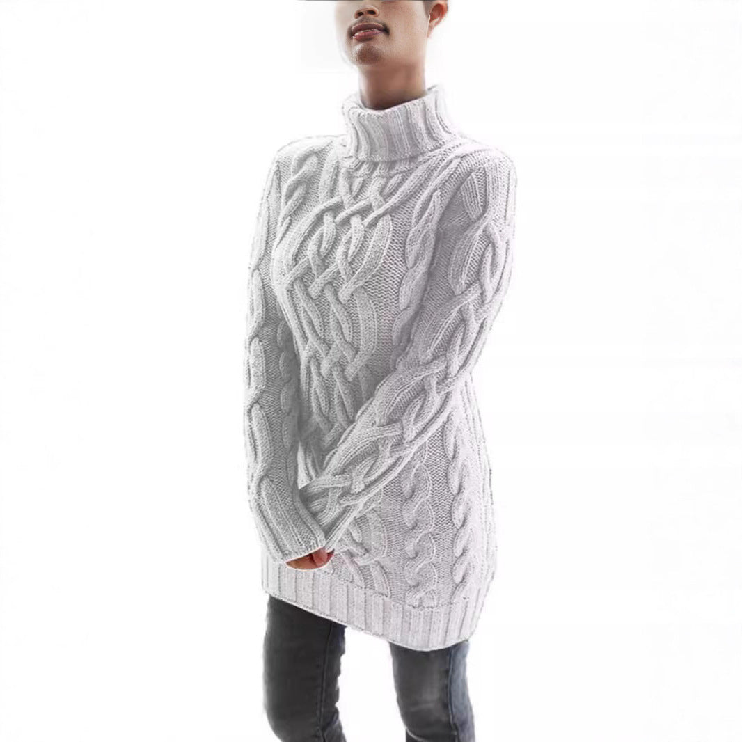 Damen Grobstrickpullover mit hohem Kragen und Zopfmuster Stalluxe