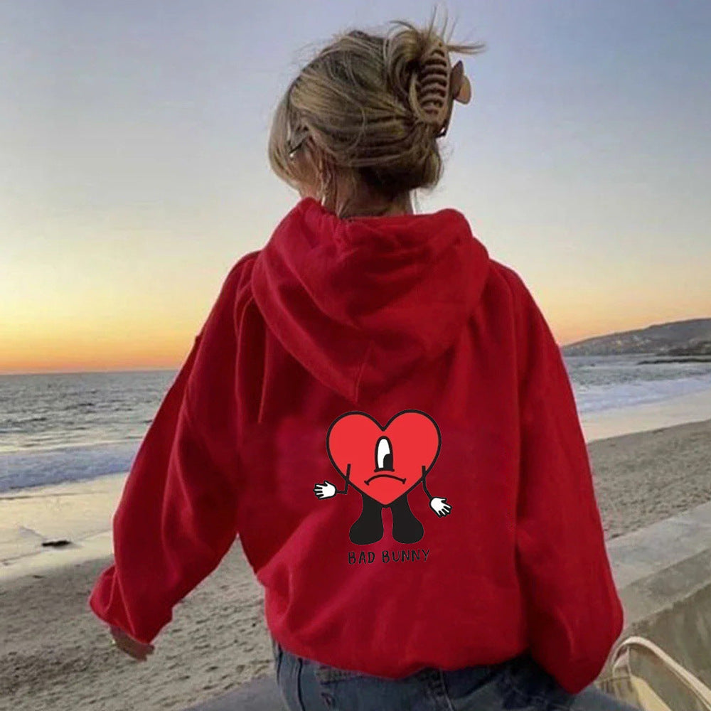 Damen Kapuzenpulli mit kreativem Herzmotiv Stalluxe