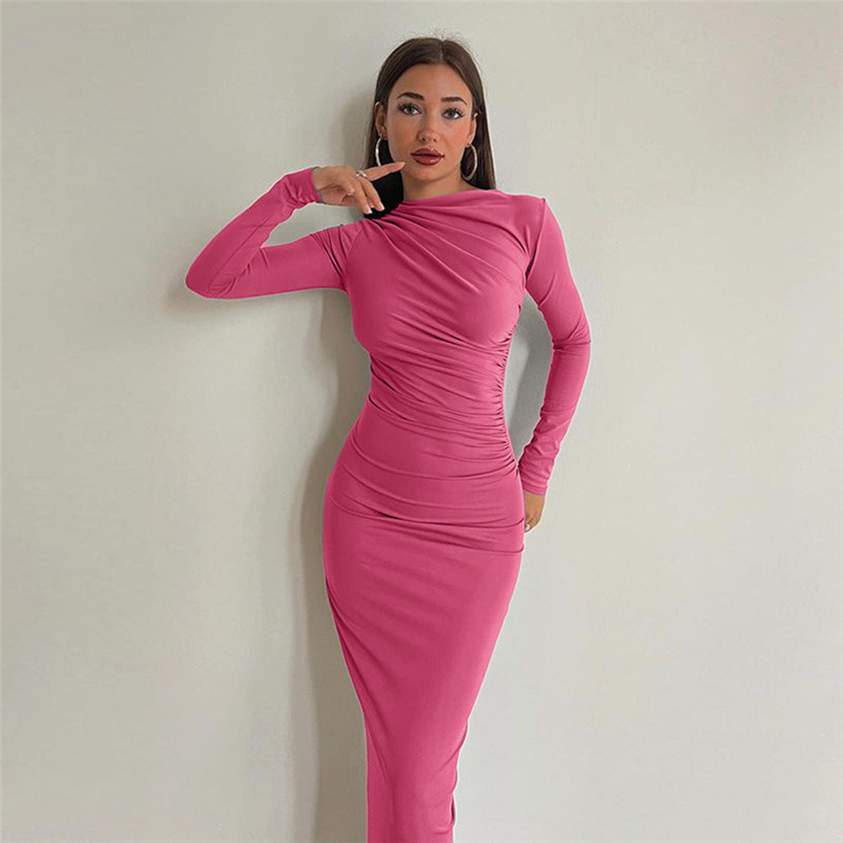 Damen Raffiniertes Langarmkleid mit figurbetonendem Schnitt Stalluxe