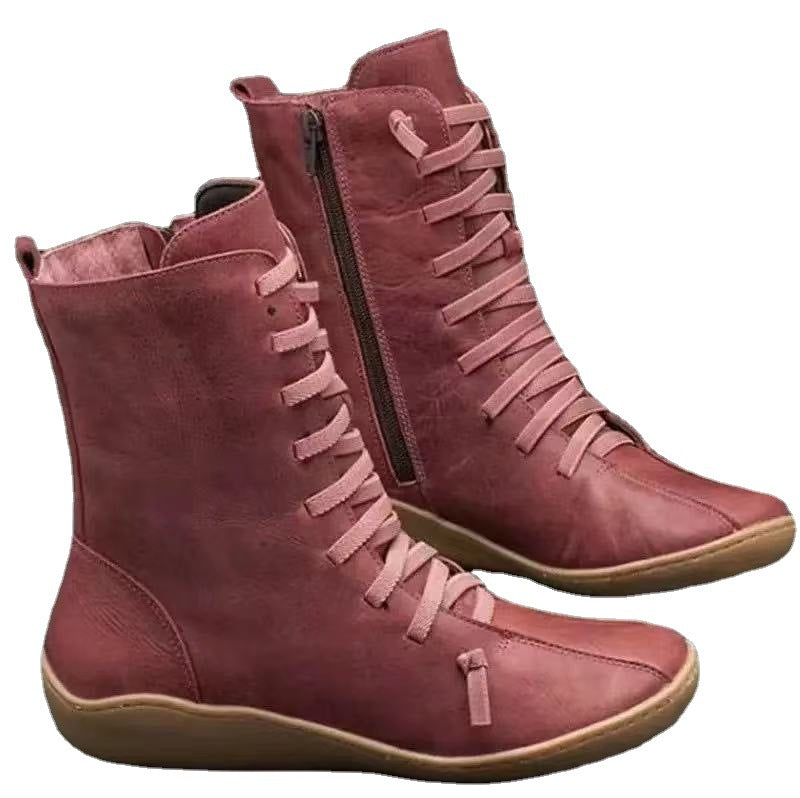 Damen elegante Schnürstiefel mit praktischem Reißverschluss Stalluxe