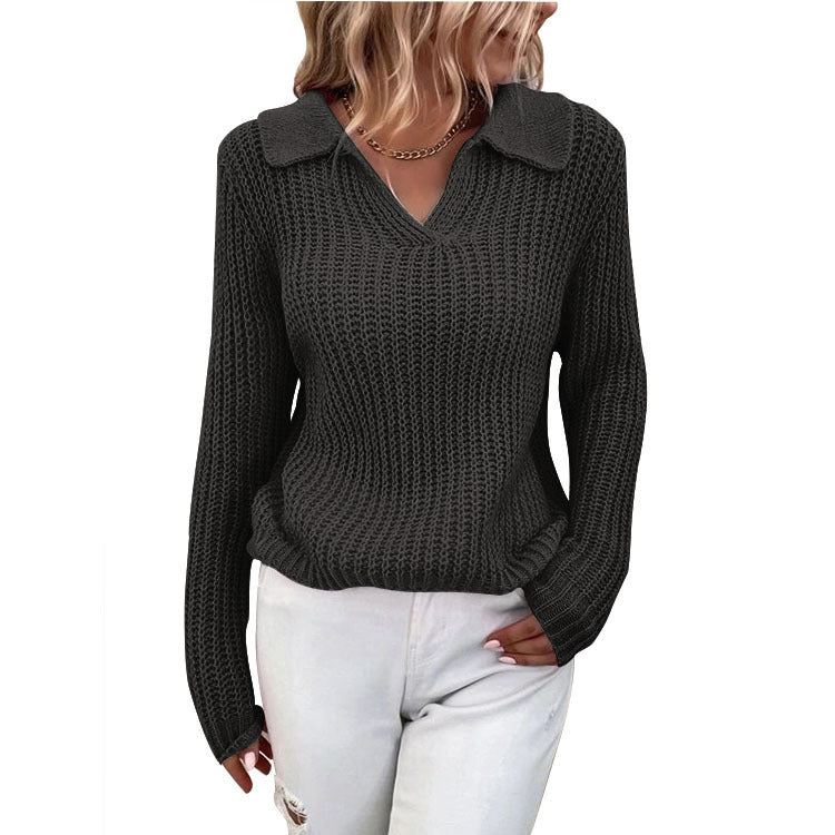 Damen Strickpullover mit schickem Kragen und lässigem Schnitt Stalluxe
