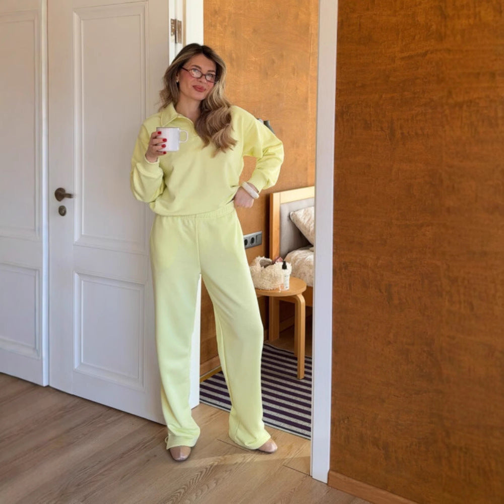 Damen sportlicher Freizeit-Loungewear mit Kragen Stalluxe