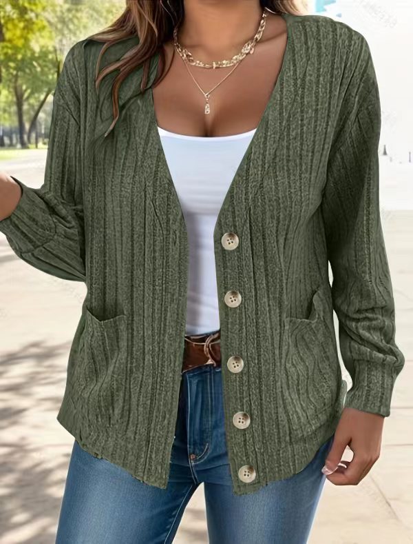 Women's Textured Button-Up Cardigan Stalluxe