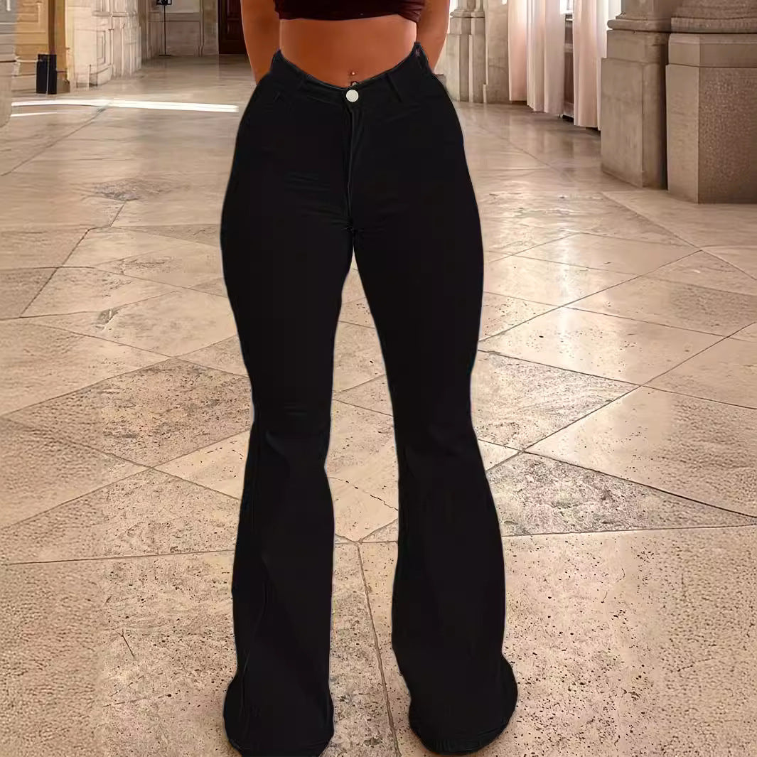 Damen Flared Jeans mit hohem Bund und figurformendem Schnitt Stalluxe