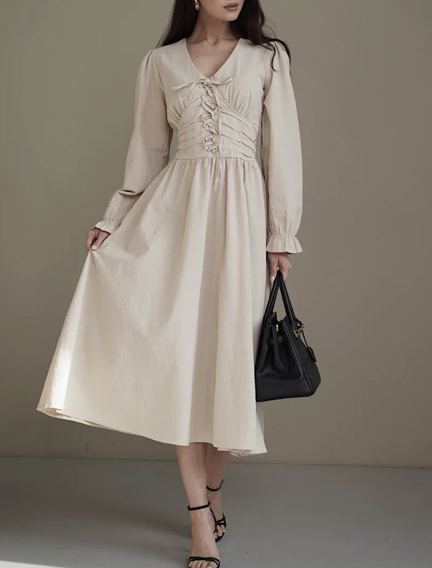 Damen Midikleid mit Rüschendetails und Taillengürtel Stalluxe