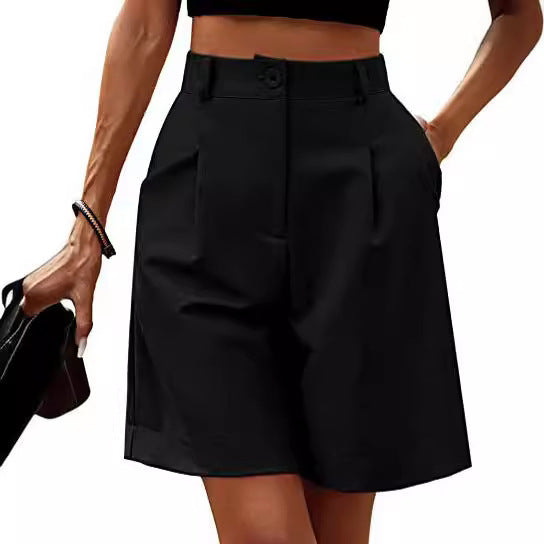 Damen Elegante Bundfalten-Shorts mit praktischen Taschen Stalluxe