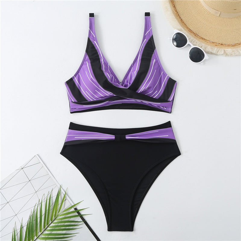 Damen Triangel-Bikini-Set mit modernem Wickelschnitt und elastischem Bund Stalluxe