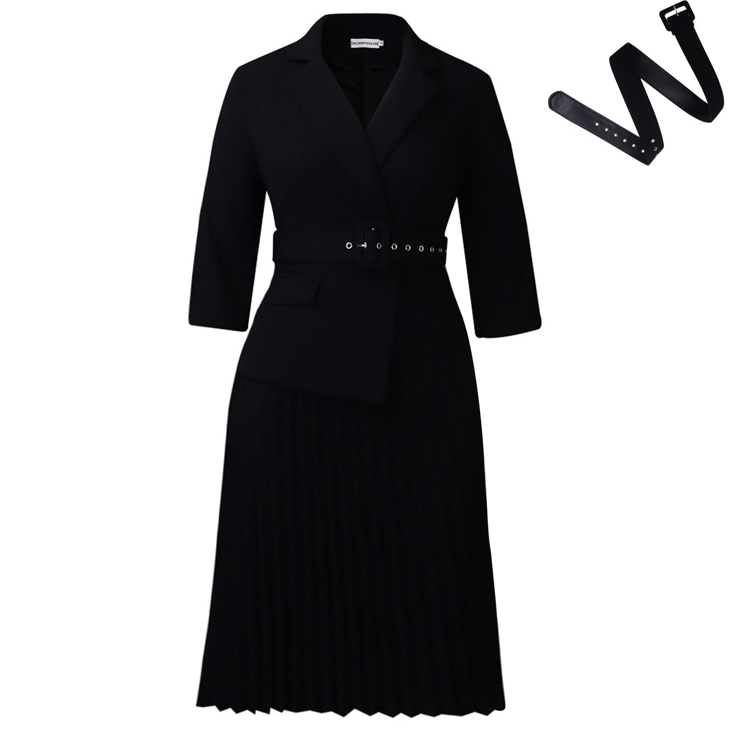 Damen Plissee-Blazer-Kleid mit Taillengürtel Stalluxe