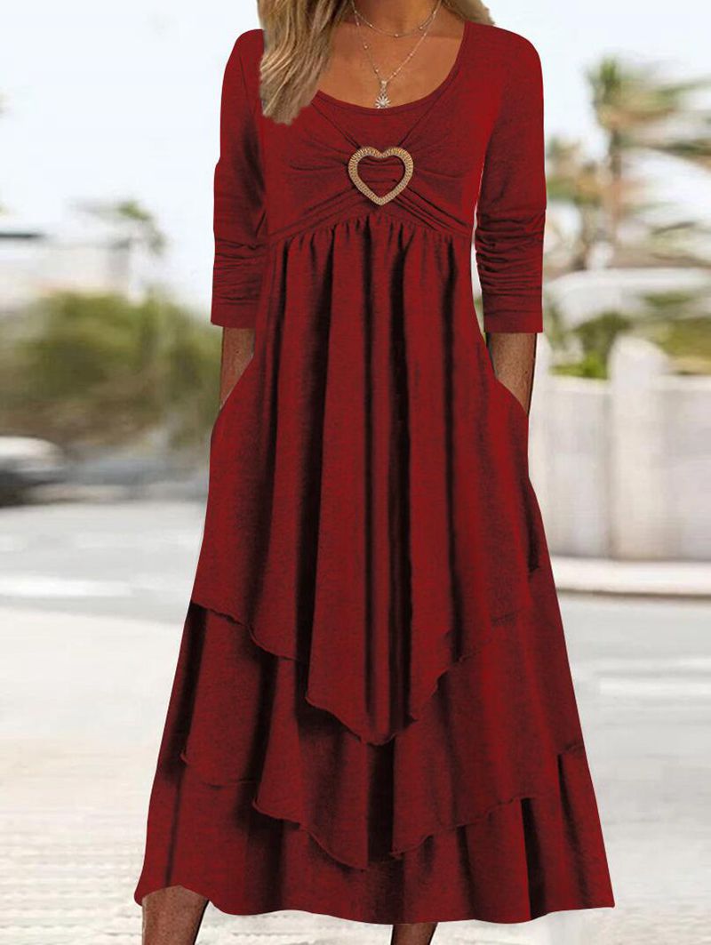 Damen lässiges Maxikleid mit bezauberndem Herzdetail und praktischen Taschen Stalluxe