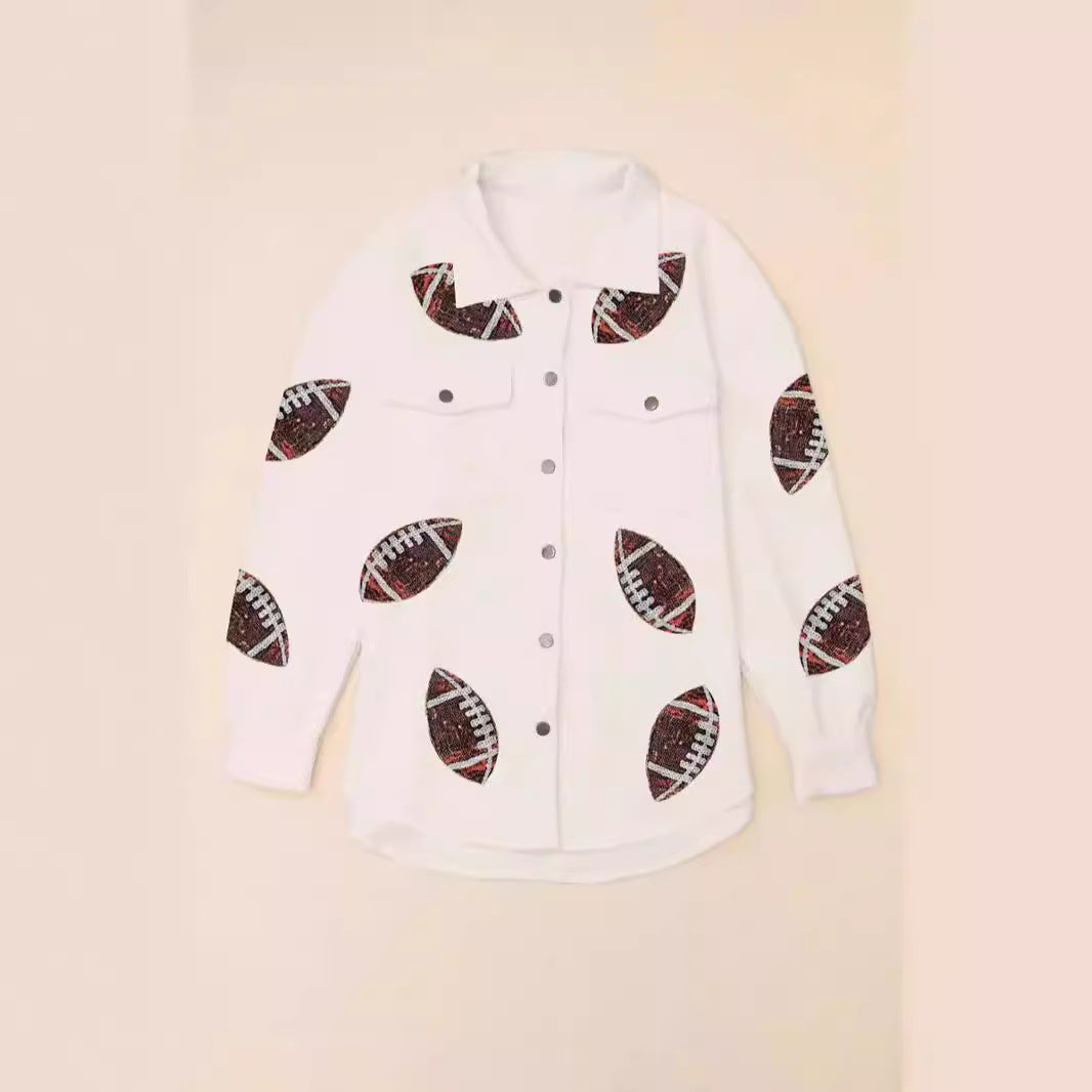 Damen Oversized Jacke mit Football-Design und praktischen Taschen Stalluxe