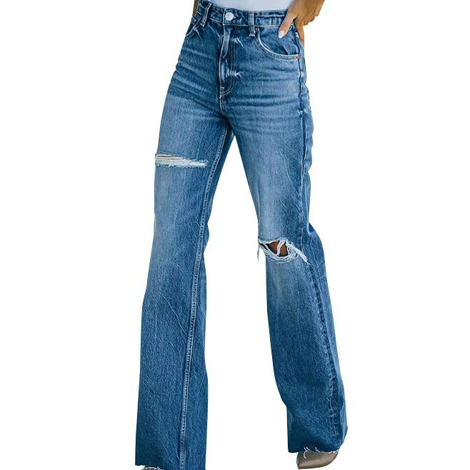 Damen Flared Jeans mit stylischen Rissdetails Stalluxe
