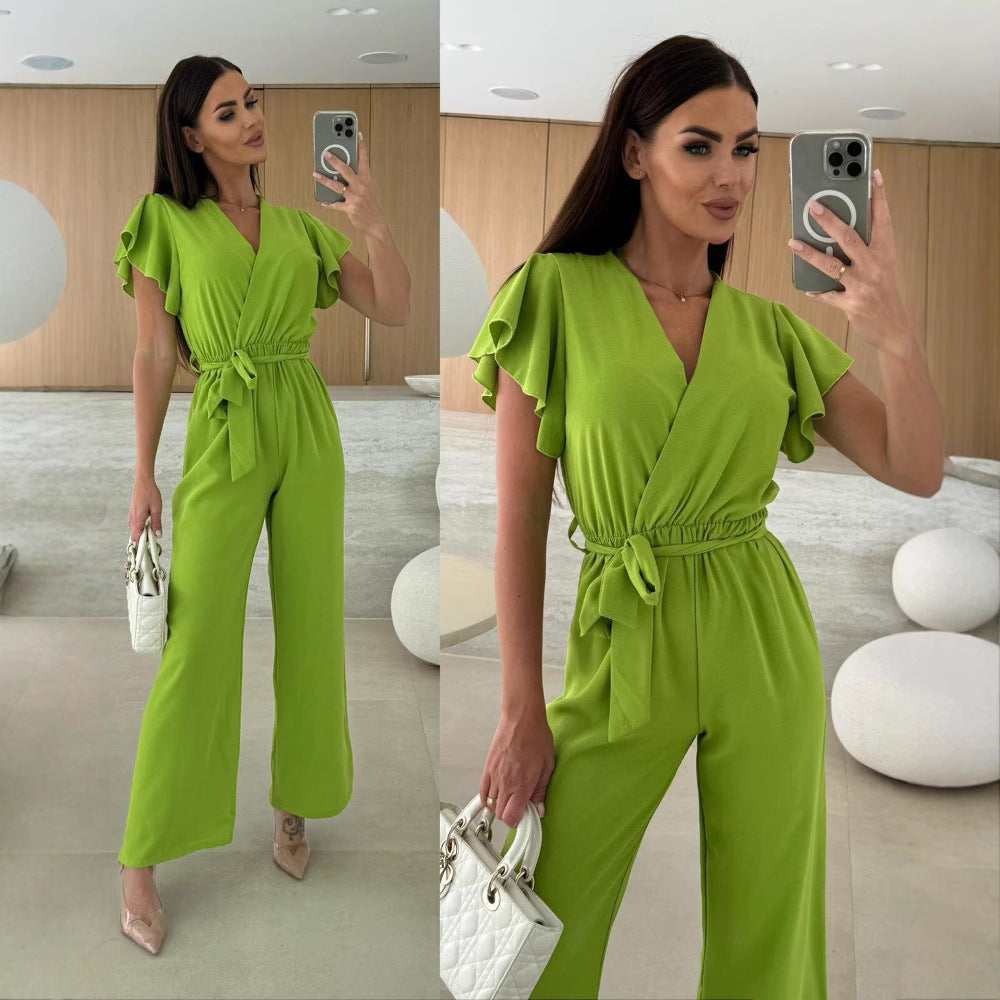 Damen Overall mit fließendem Stoff und voluminösen Ärmeln Stalluxe