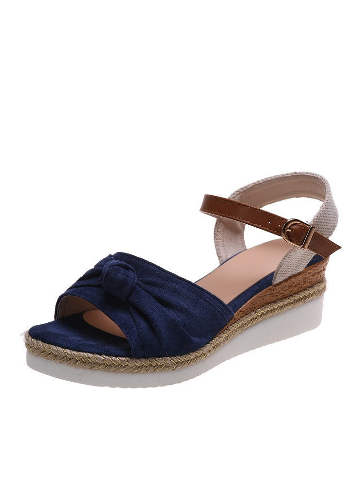 Damen Wedge-Sandalen mit verstellbarem Riemen und elastischem Einsatz Stalluxe