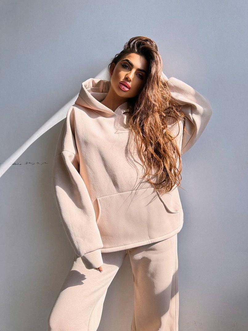Damen lässiger Kapuzenpullover mit weitem Schnitt und bequemen Beinen Stalluxe