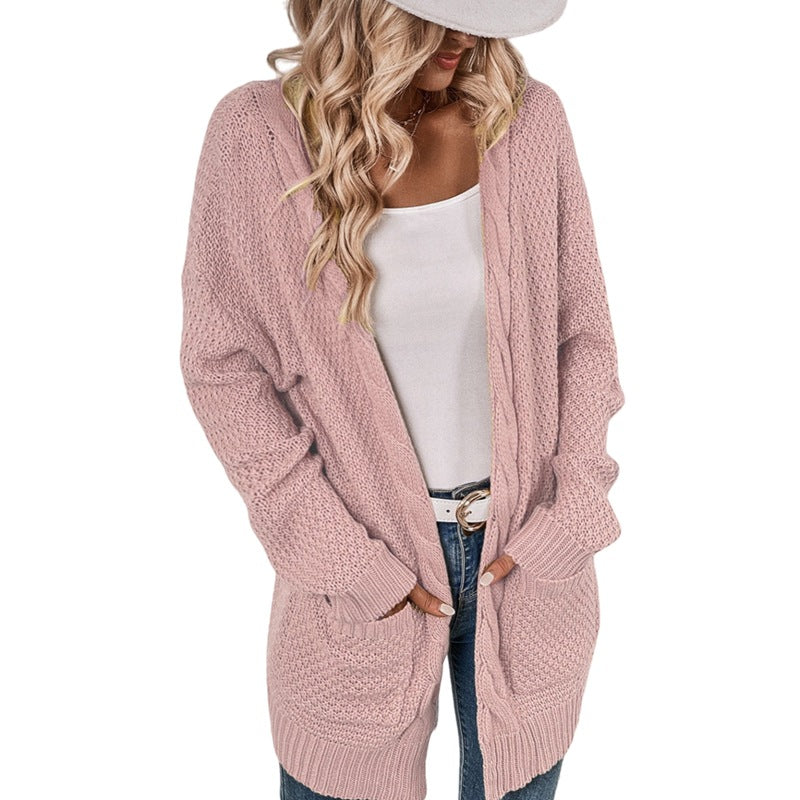 Damen Großer Strickcardigan mit aufwendigem Maschenmuster und praktischen Taschen Stalluxe